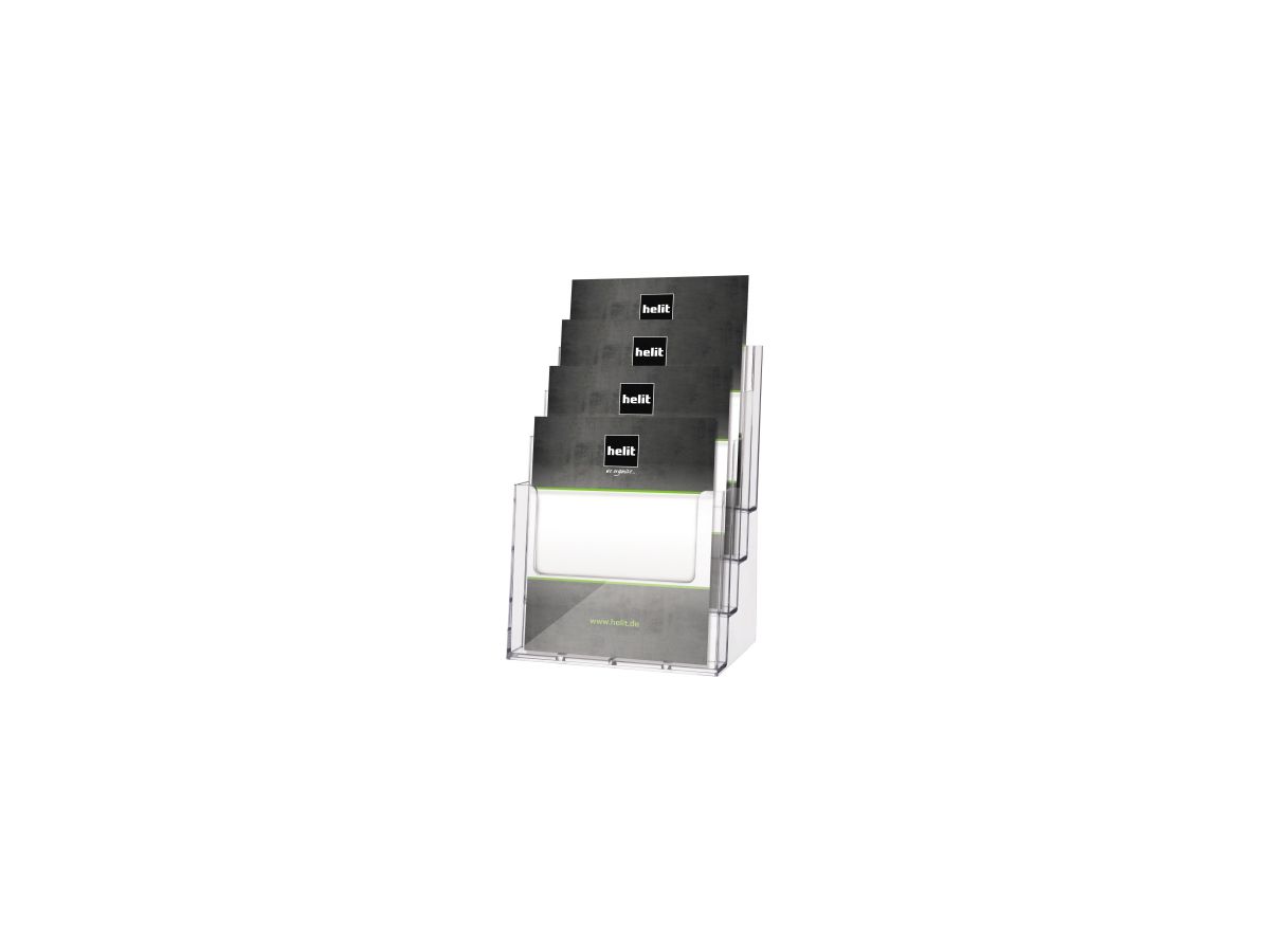 helit Prospekthalter H2352402 DIN A4 4Fächer glasklar
