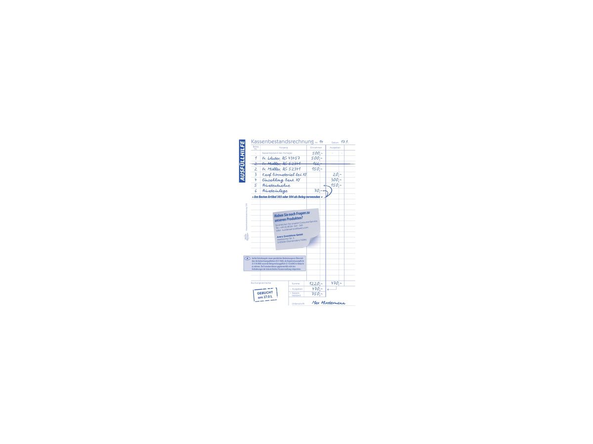 Avery Zweckform Kassenbericht 318 DIN A5 50Blatt