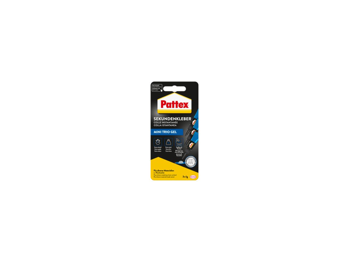 Pattex Sekundenkleber UltraGel Mini Trio PSMG3 Tube 1g 3 St./Pack.