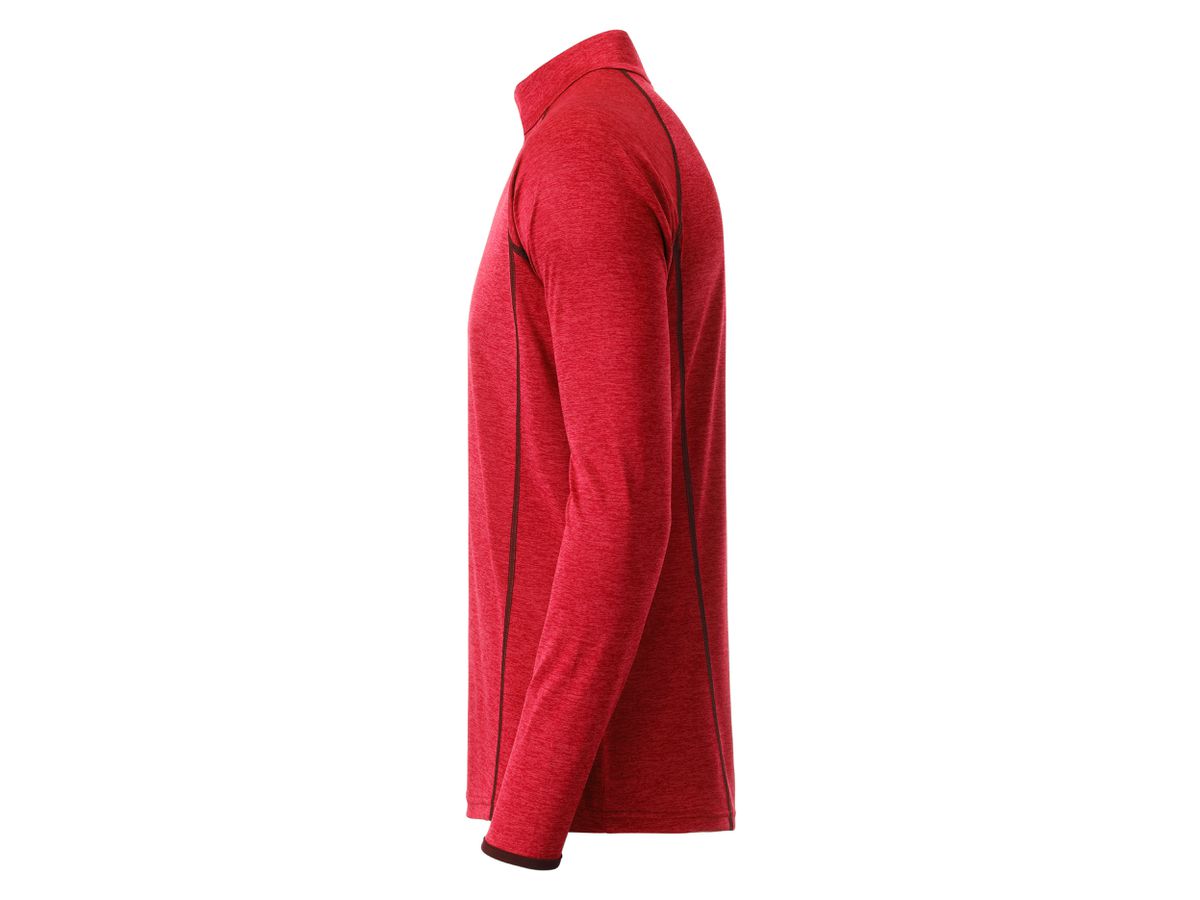 JN Men's Sports Shirt Longsleeve JN498 red-melange/titan, Größe XXL