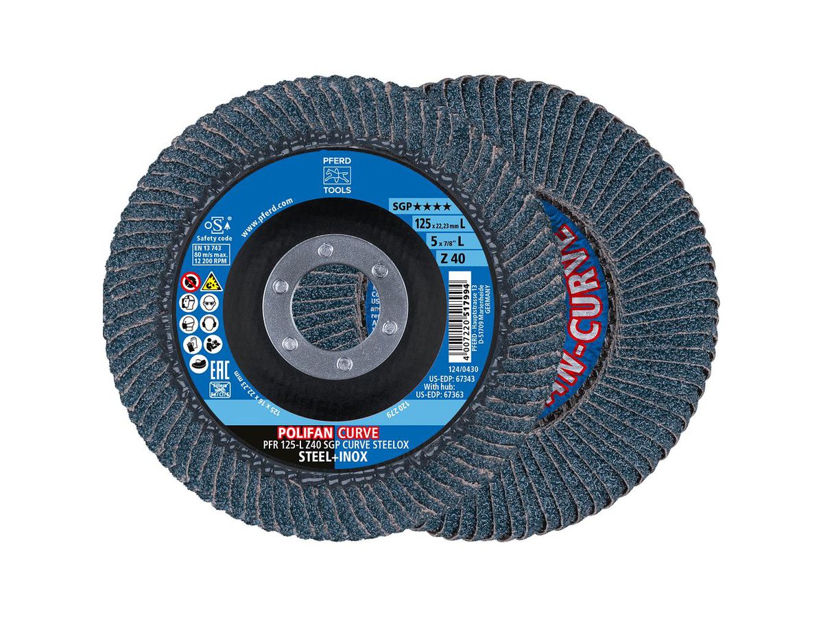 RÜGGEBERG POLIFAN-Fächerschleifscheibe PFR 125 Z 40 SGP-Curve bis Kehlnaht 8 mm