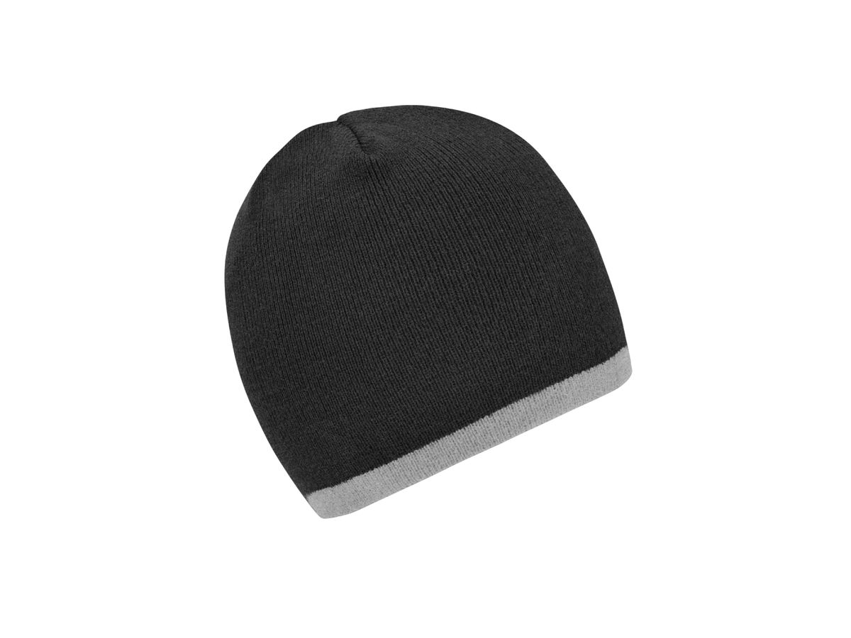 mb Beanie with Contrasting Border MB7584 grey-mel./light-grey-mel., Gr. one size
