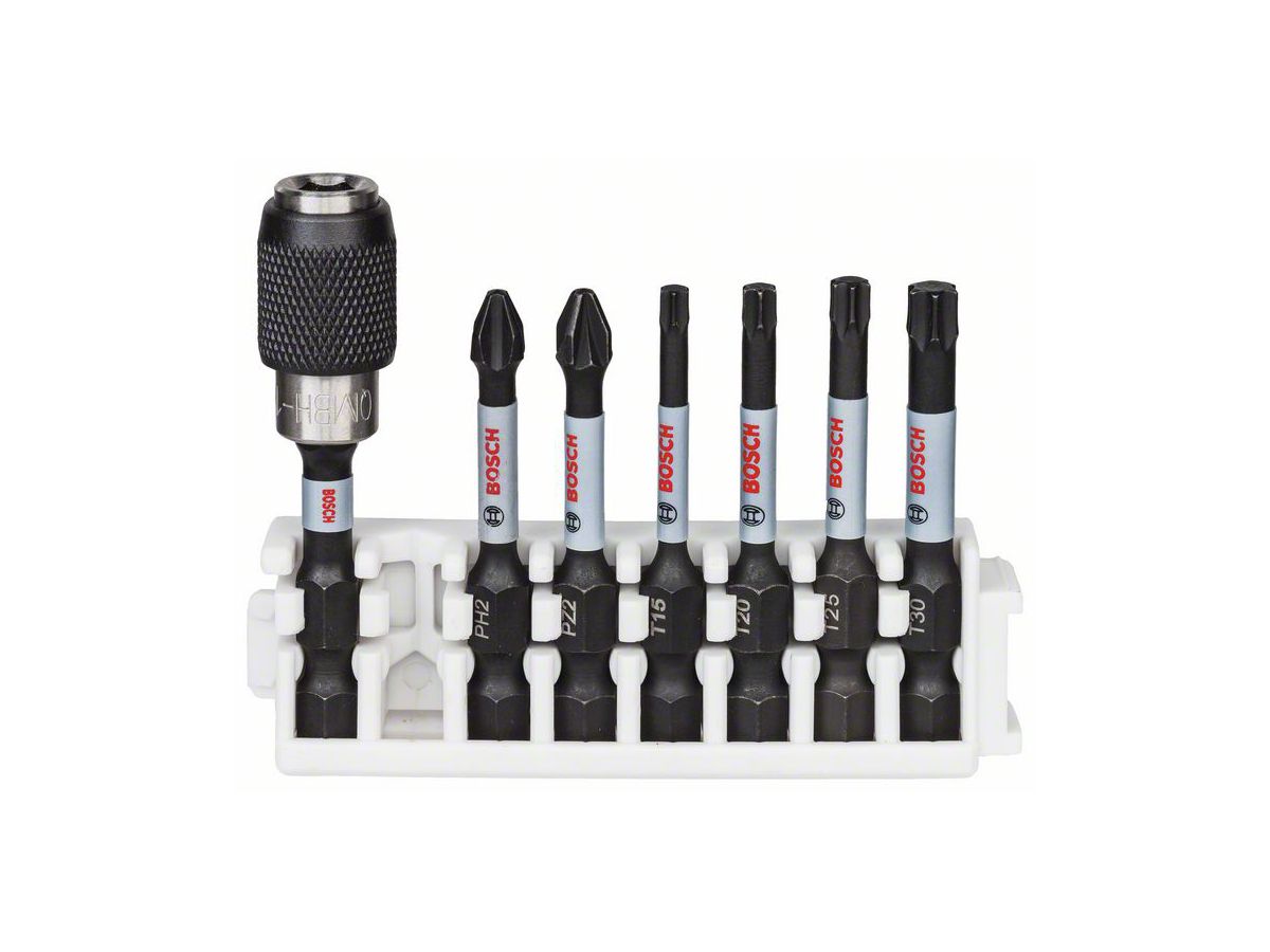 BOSCH Schrauberbit-Set Impact Control, 7-teilig, PH2/PZ2/T20-T30, 50 mm