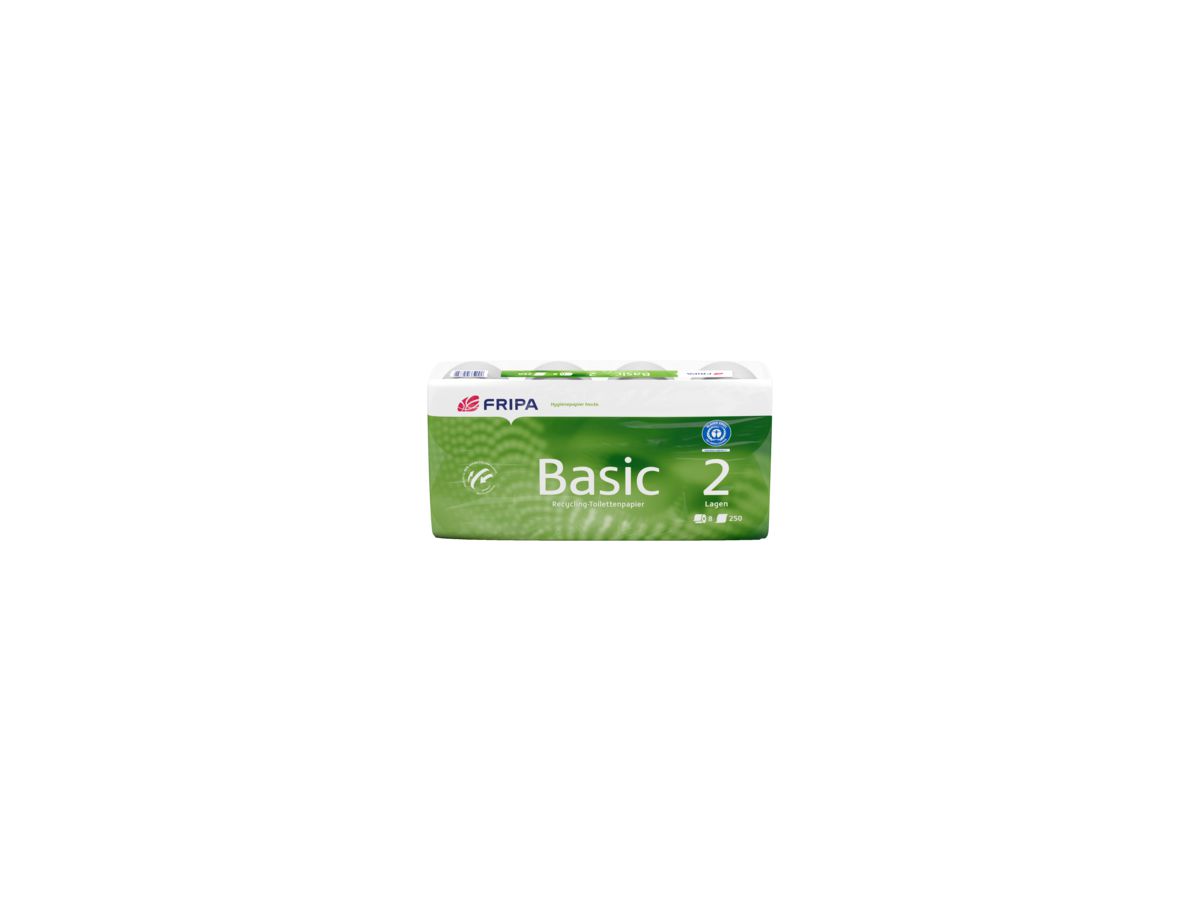fripa Toilettenpapier Basic 1510805 2-lagig 250Bl. weiß 8 Rl./Pack.