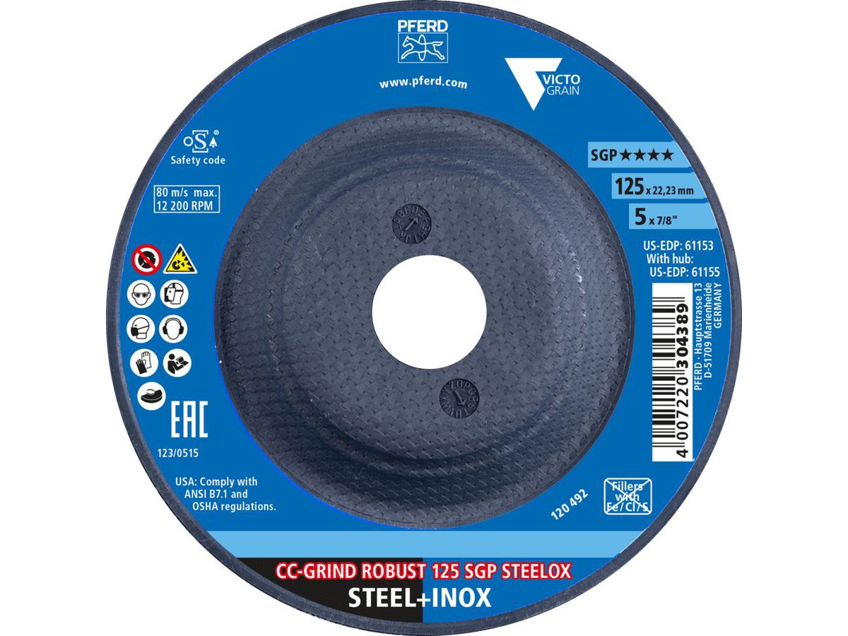Schleifscheibe PFERD CC-GRIND-ROBUST SGP STEELOX 125mm