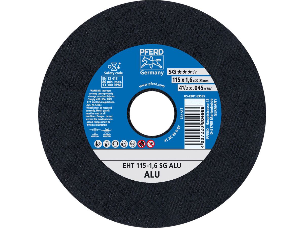PFERD Trennschleifscheibe EHT 115-1,6 A46 N SG-Alu / 22,23