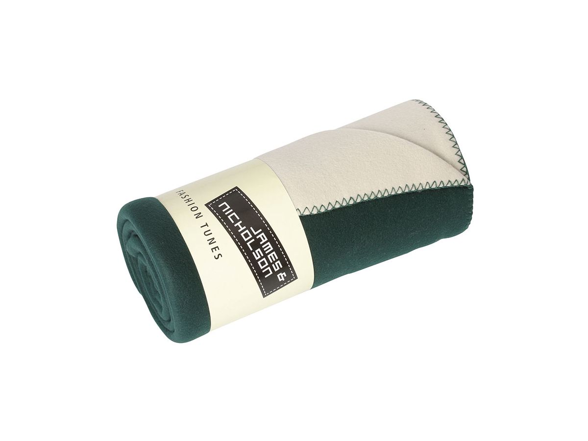 JN Bonded Fleece Blanket JN952 100%PES, dark-green/cream, Gr. one size