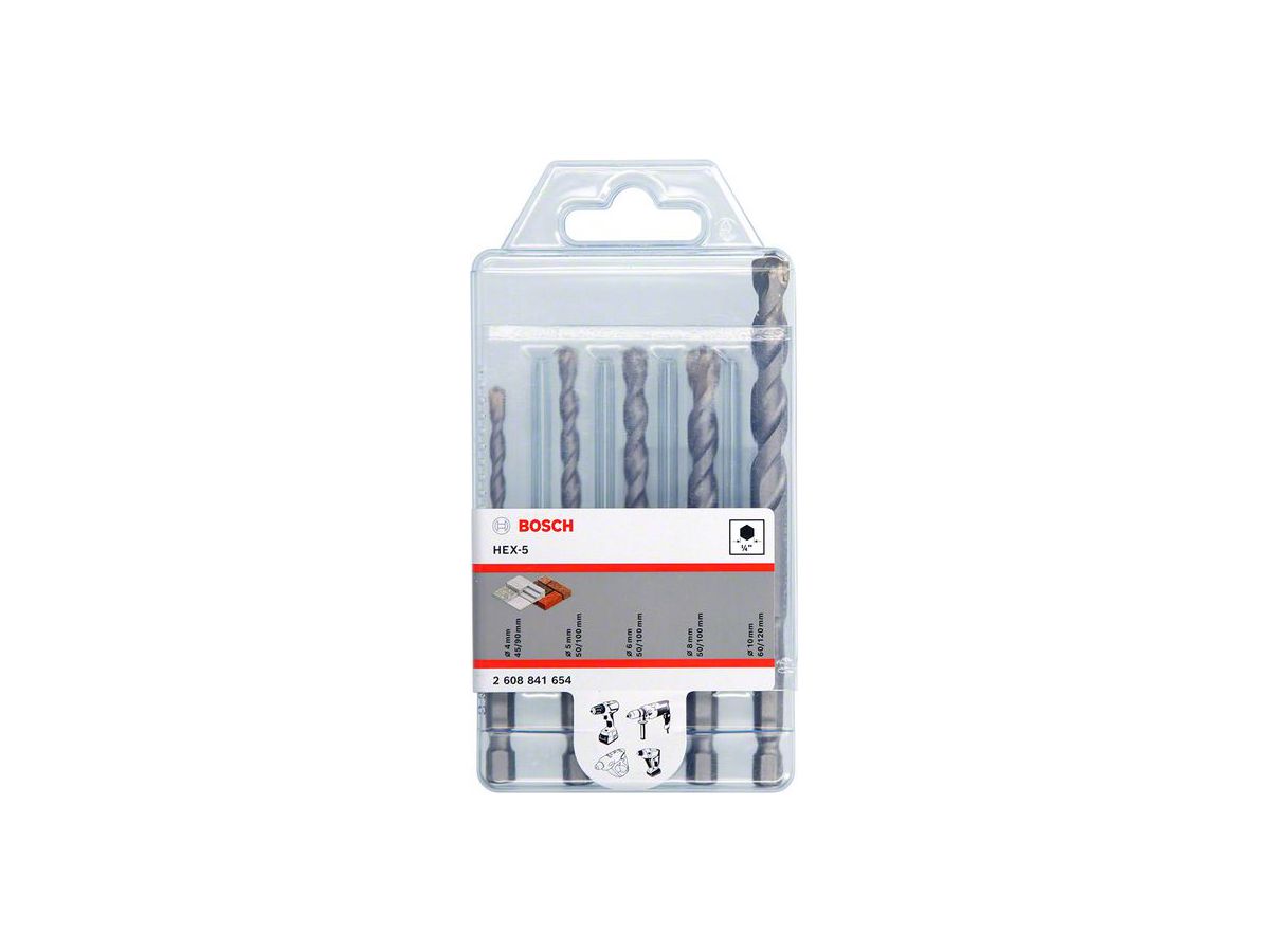BOSCH Betonbohrer-Set HEX-5 4, 5, 6, 8, 10 mm