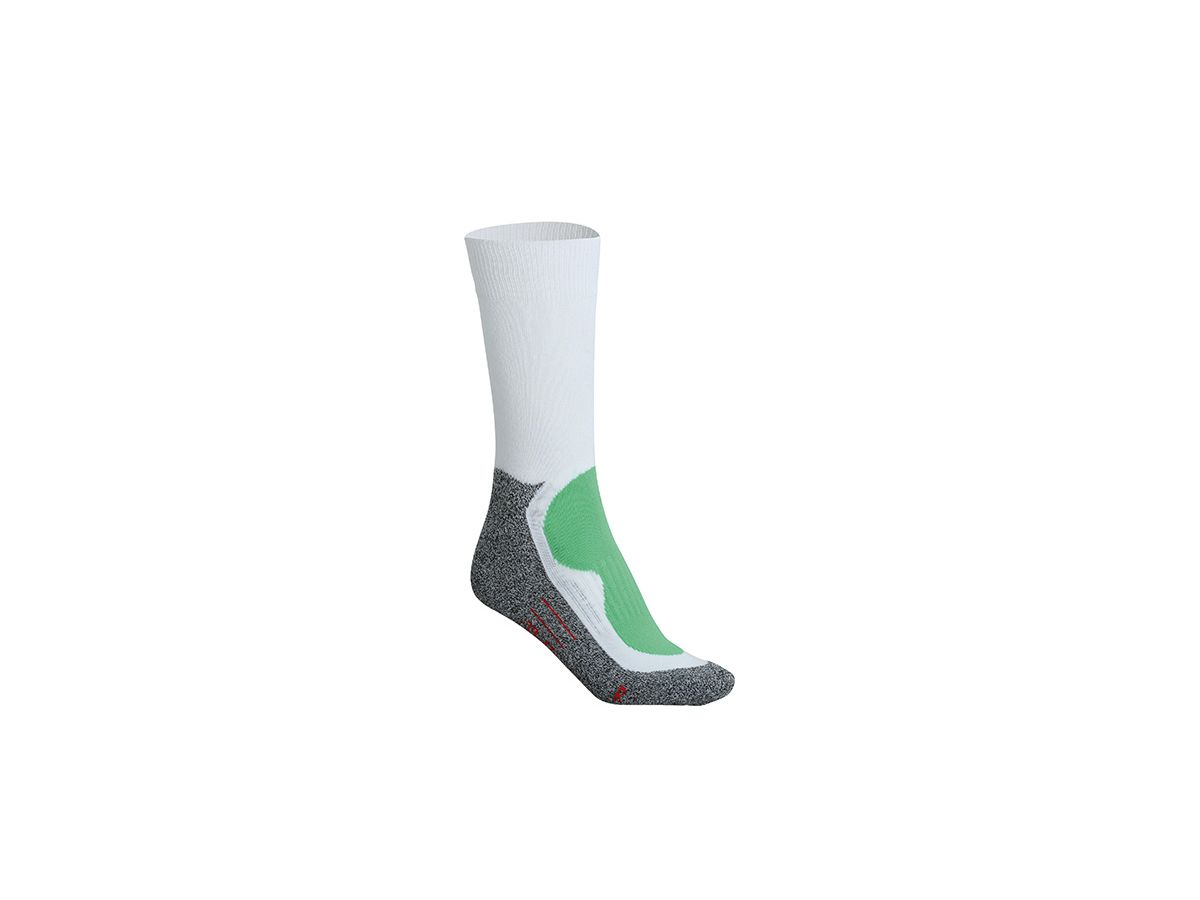 JN Sport Socks JN211 76%PES/22%PA/2%EL, white/green, Gr 45-47