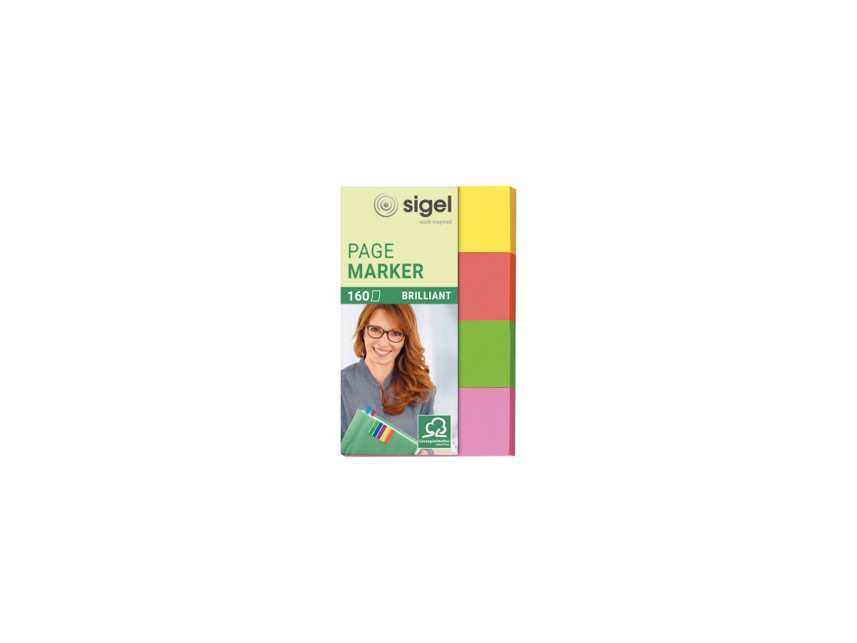 Sigel Haftmarker Brillant HN630 50x80mm farbig sortiert 4 St./Pack.