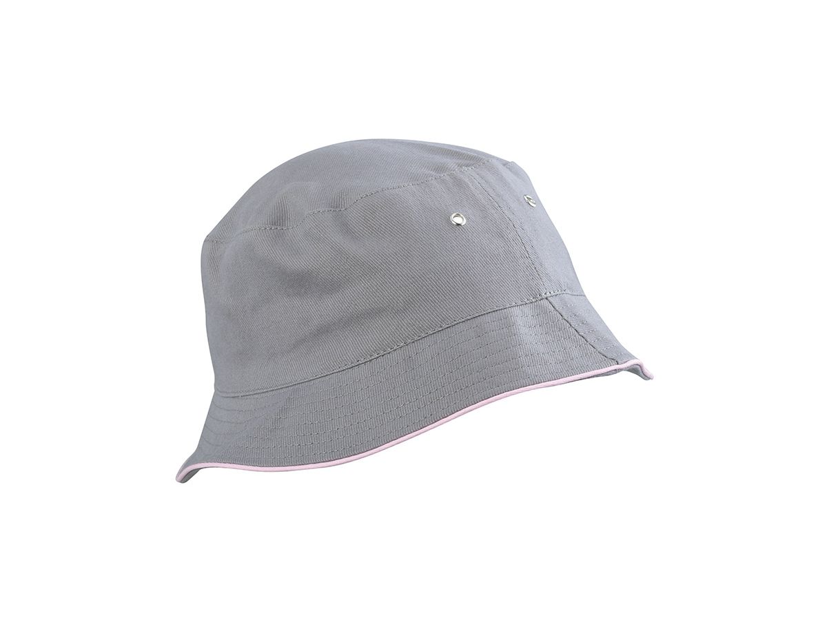 mb Fisherman Piping Hat MB012 100%BW, grey/light-rosa, Größe L/XL