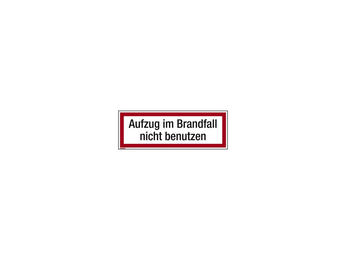 Hinweisschild Aufzug im Brandfall 297x105mm Folie