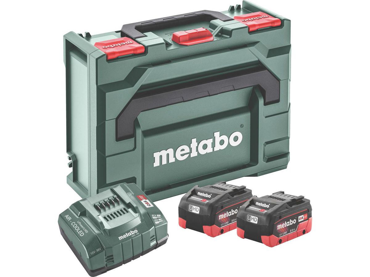 METABO Basis-Set 2xLiHD Akkus 18V/8,0Ah Ladegerät ASC 145, MetaLoc