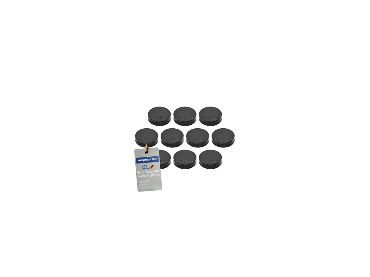 magnetoplan Magnet Ergo Medium 1664012 30mm schwarz 10 St./Pack.