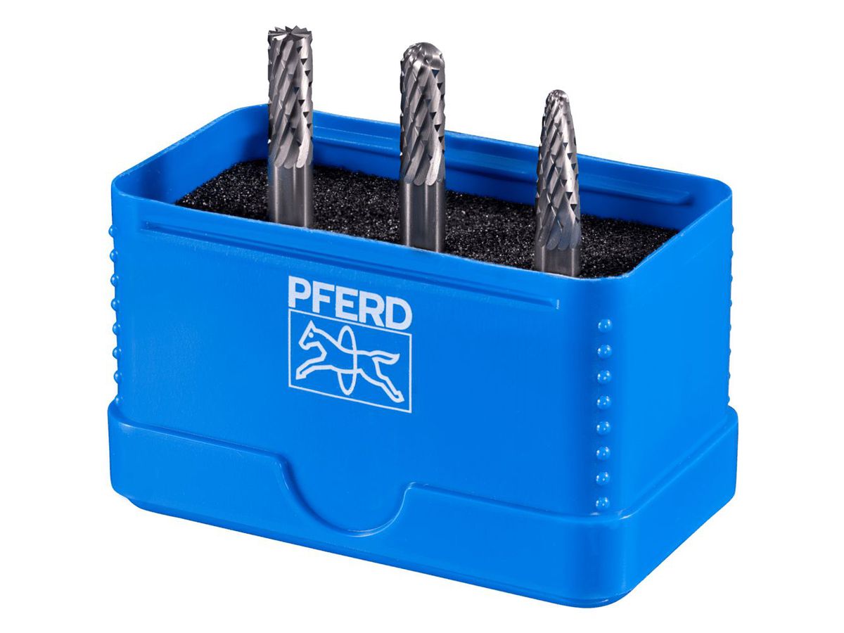 PFERD Frässtift-Satz HM 6mm 3-teilig, ZYAS-WRC-RBF Ø 6mm, Zahnung 3 Plus
