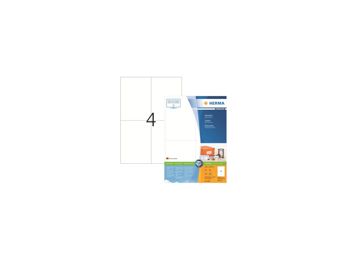 HERMA Etikett PREMIUM 4627 105x148mm weiß 800 St./Pack.