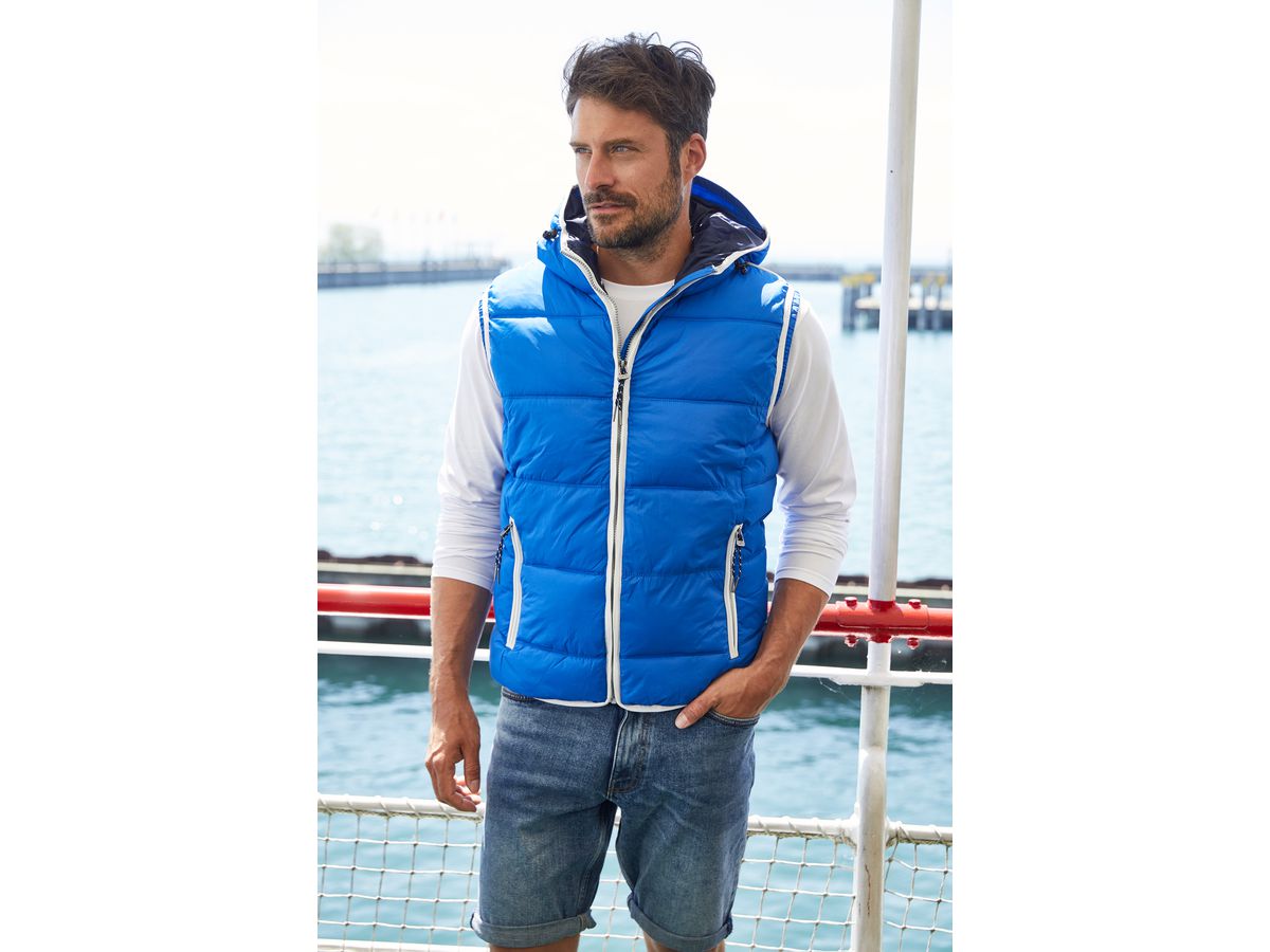 JN Mens Maritime Vest JN1076 100%PA, sun-yellow/white, Größe M