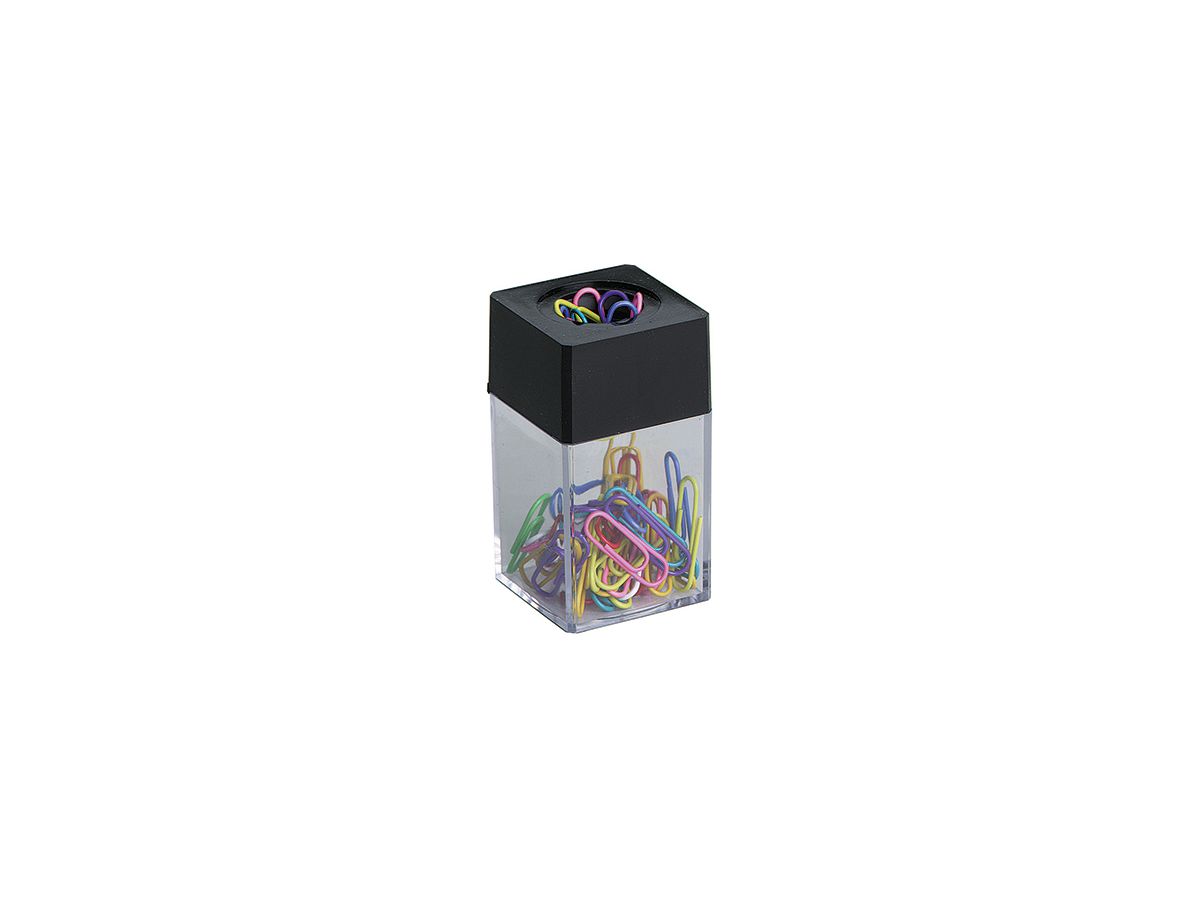 ALCO Magnetdose 2217 4,2x7x4,2cm klar/schwarz +30Briefklammern