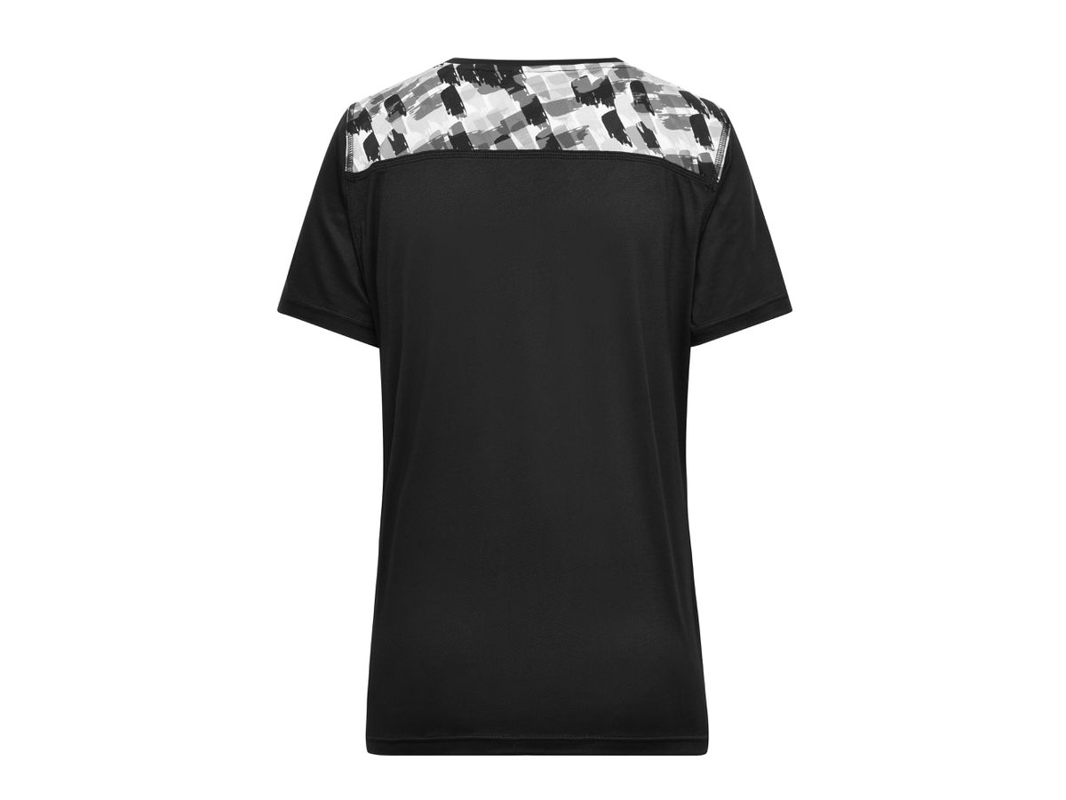 JN Ladies' Sports Shirt JN523 black/black-printed, Größe S