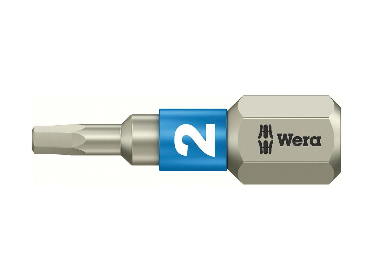 WERA Bit 1/4" Innensechskant 3840/1 TS SW 2,0 x 25 mm, hex-Plus, INOX, rostfrei