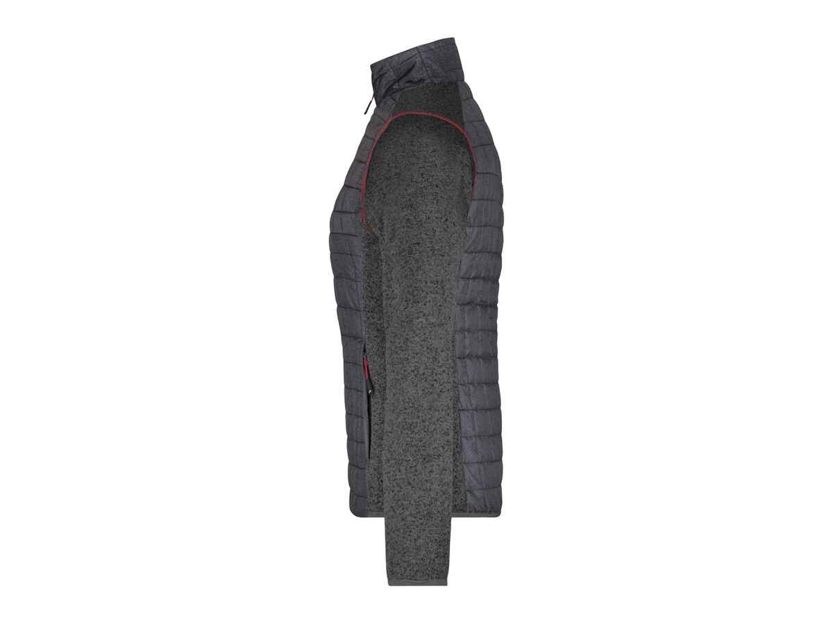 JN Ladies' Knitted Hybrid Jacket JN741 grey-melange/anthracite-melange Gr. S