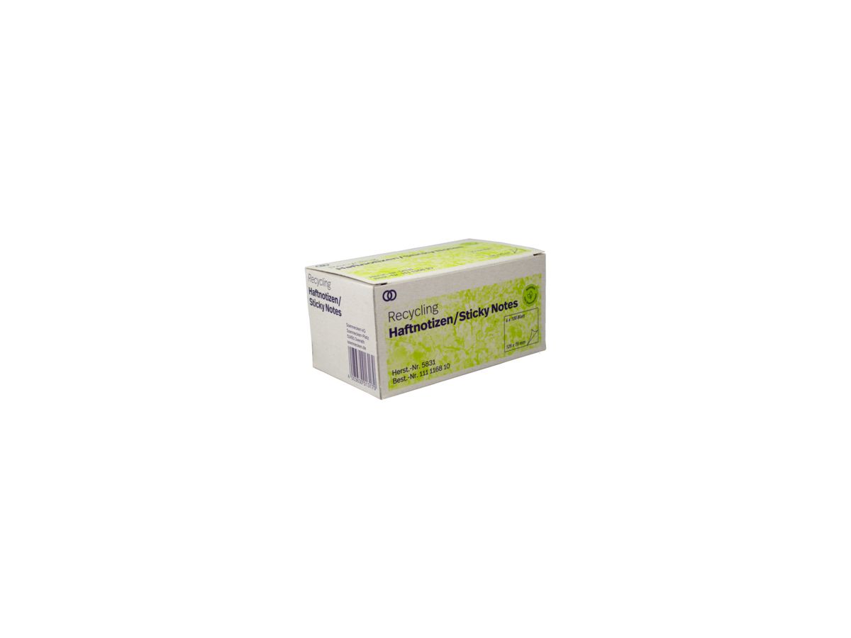 Soennecken Haftnotiz 5831 Recycling 125x75mm 100Blatt gelb 6 St./Pack.