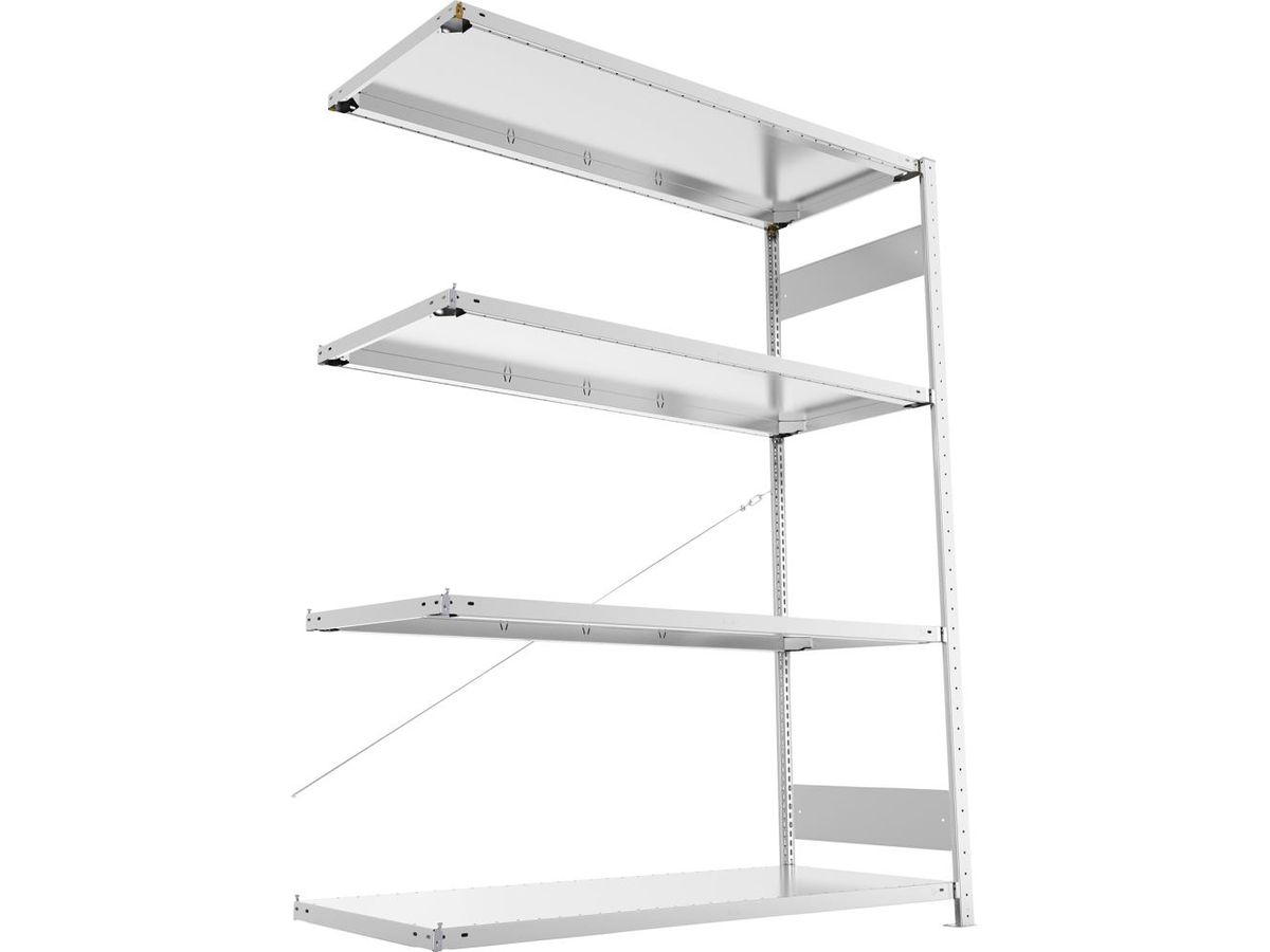 META Steckregal S3 CLIP 200 Fachl. 200kg vzk Anbaufeld 4 Böden B1500Xt600Xh2000mm