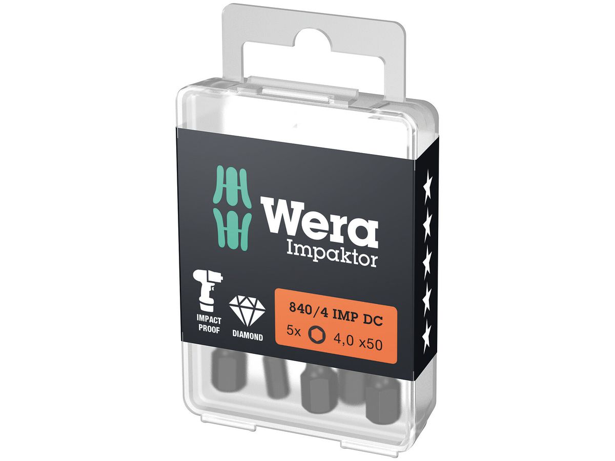 Bit 1/4" DIN3126 E6.3 Hex 4 x50mm Impaktor Wera