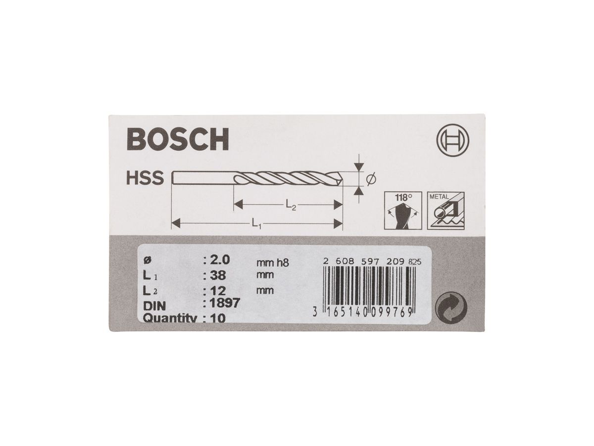 10 KAROSSERIEBOHRER 2,0X38MM