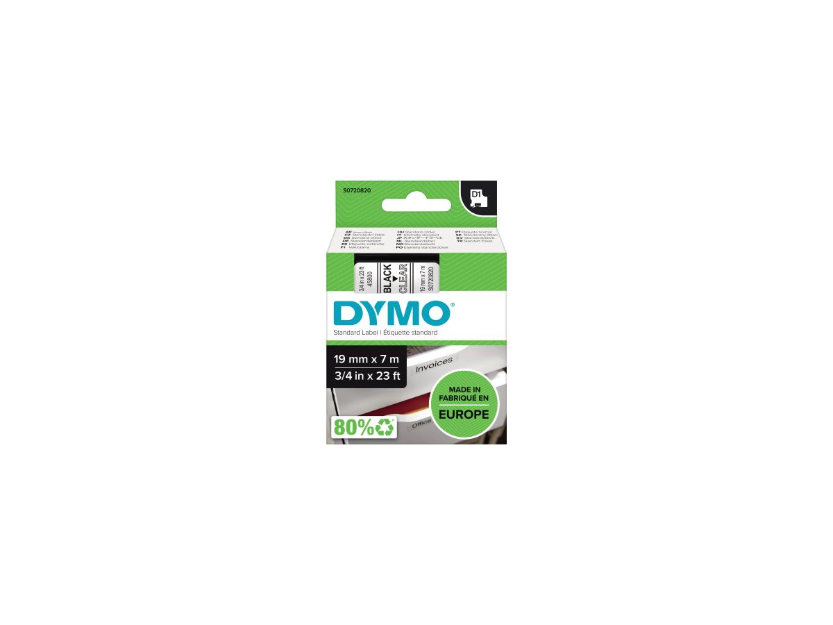 DYMO Schriftbandkassette D1 S0720820 19mmx7m sw auf tr