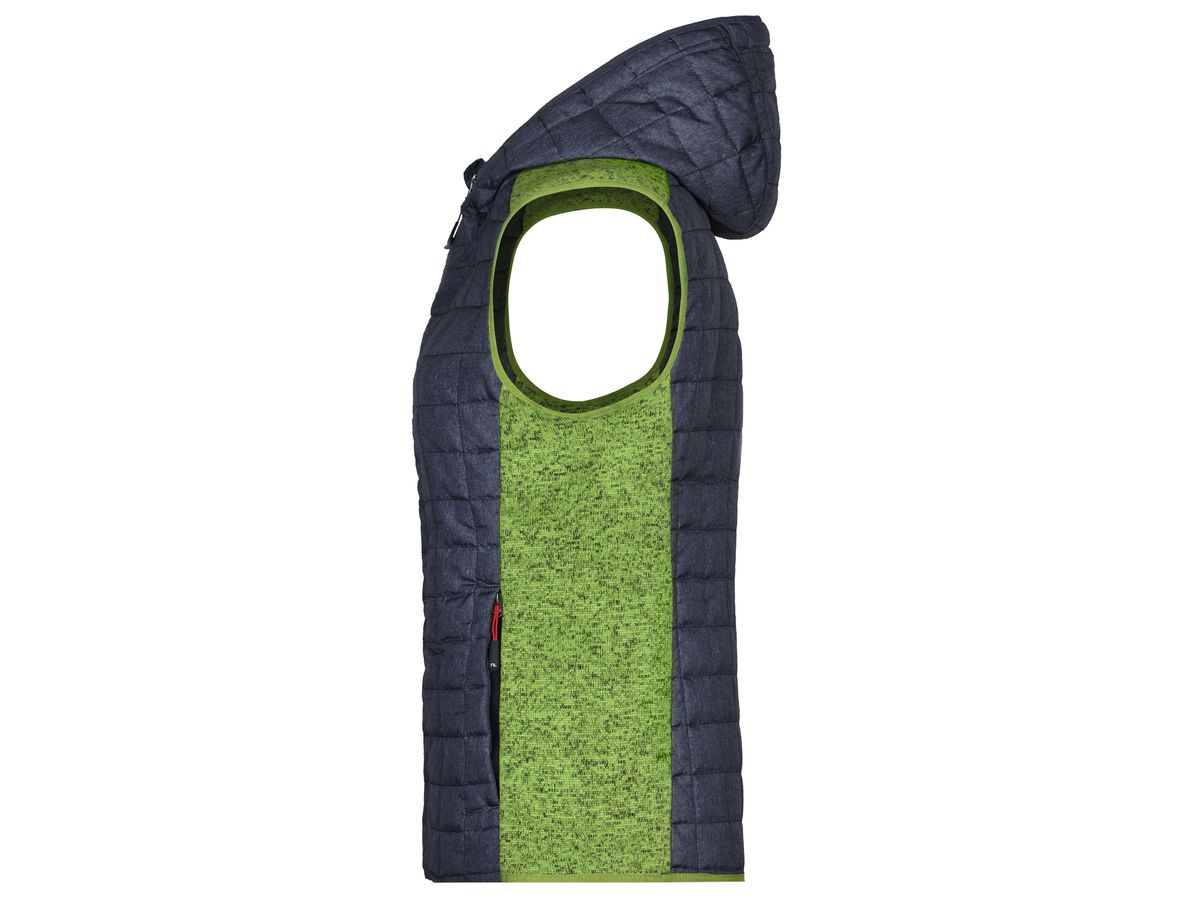 JN Ladies' Knitted Hybrid Vest JN767 kiwi-melange/anthracite-melange, Größe S