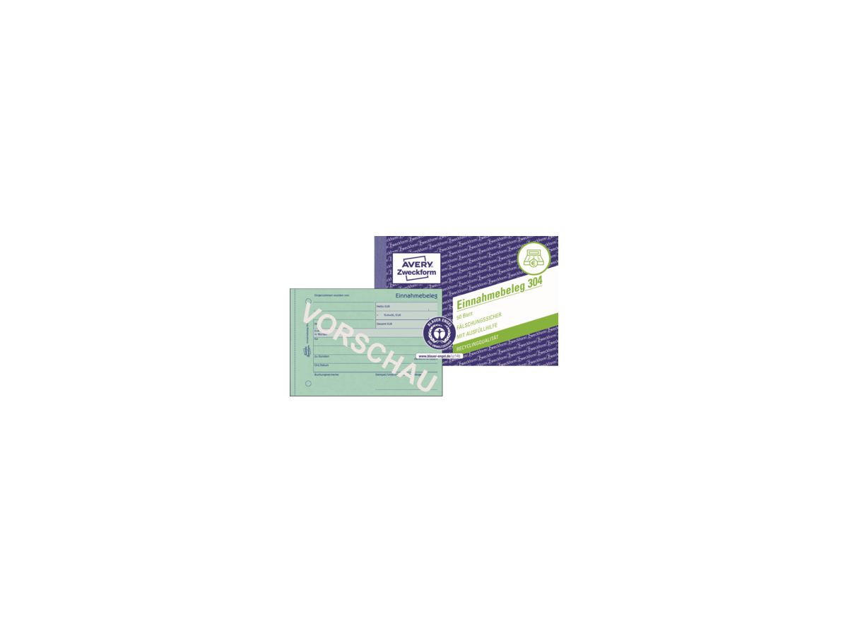 Avery Zweckform Einnahmebeleg 304 DIN A6 quer 50Blatt