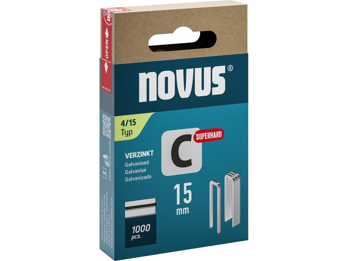 NOVUS Klammer C 4 15 mm VE 1.000 Schiebe-FS