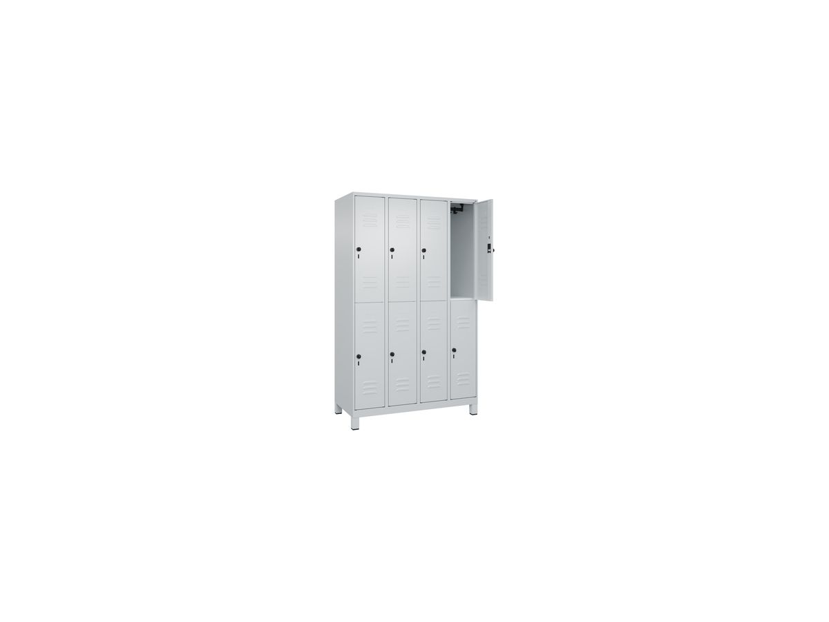 C+P Doppelst. Schrank CLASSIC, Füße 1950x1200x500mm, 7035, 4x2 Fächer