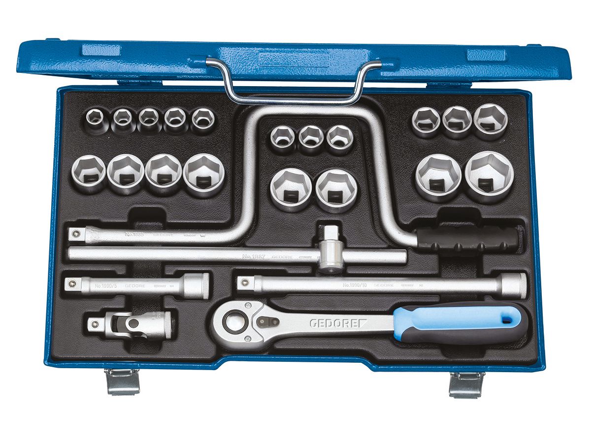 GEDORE Steckschlüssel-Satz 1/2" 25-tlg 6-kant 10-32mm, 19 TMU-10, 6151880