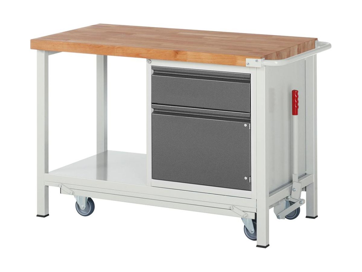 Absenkbare Werkbank BASIC 8152I6 B1250xT700xH880mm RAL7035/7016