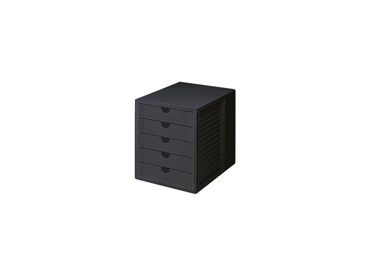 HAN Schubladenbox Systembox 1450-13 DIN C4 5Schubfächer sw