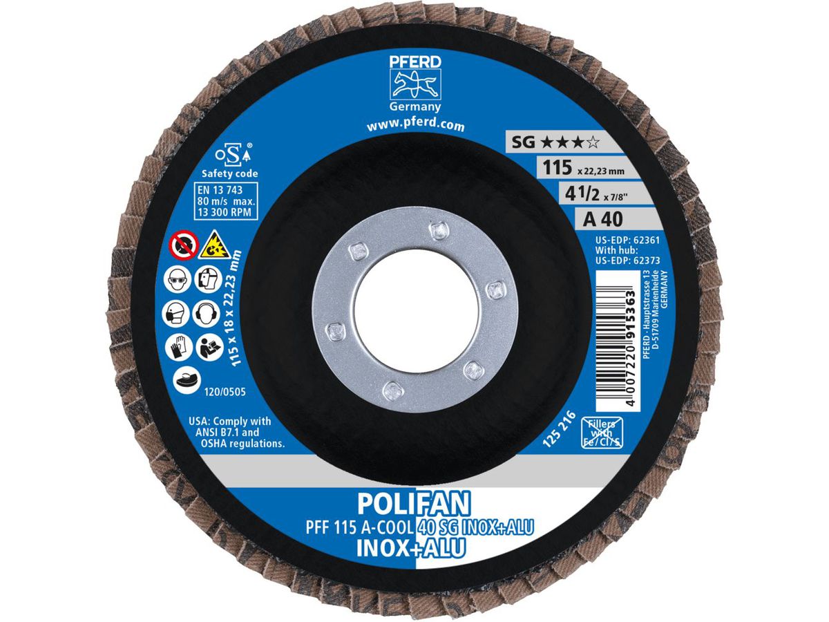 Flap disc straight 115mm A 40 SG -COOL Pferd
