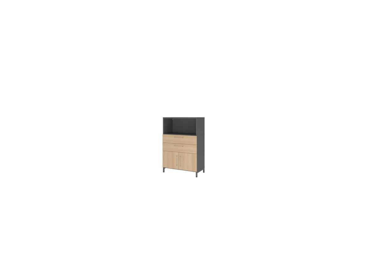 Kombischrank FlexWall B800xT400xH1180mm 3 OH 2 Türen 2 Schubladen graphit/eiche