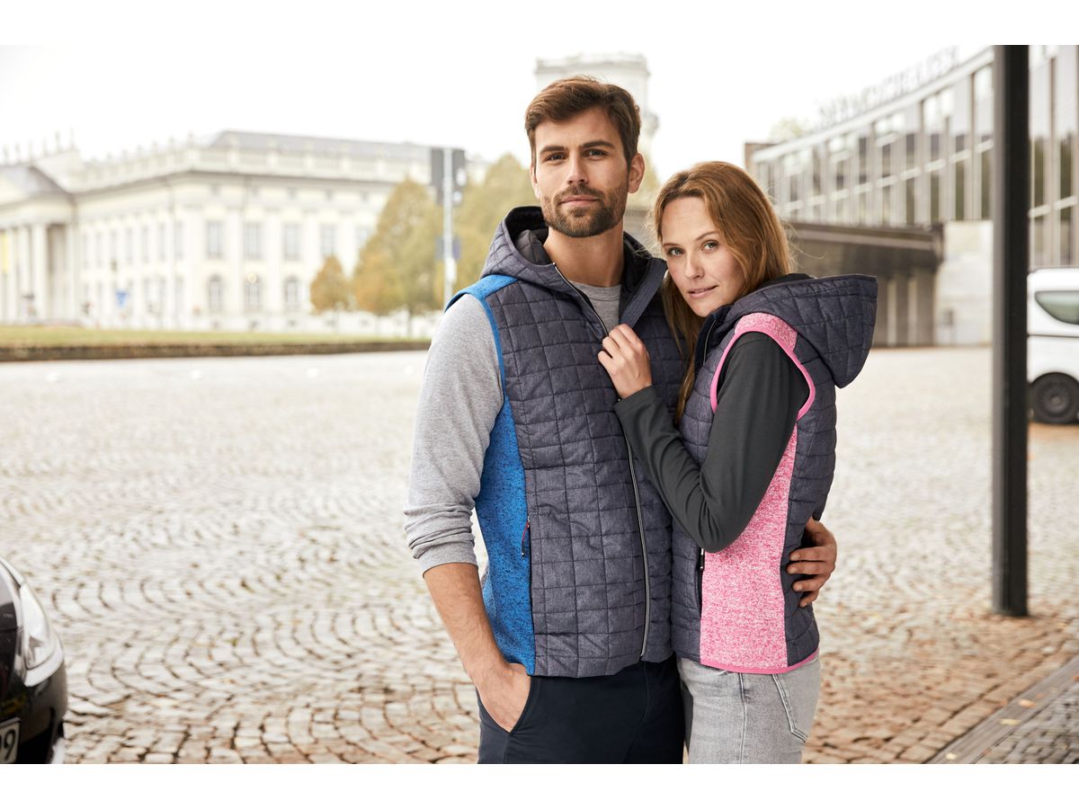 JN Ladies' Knitted Hybrid Vest JN767 kiwi-melange/anthracite-melange, Größe S