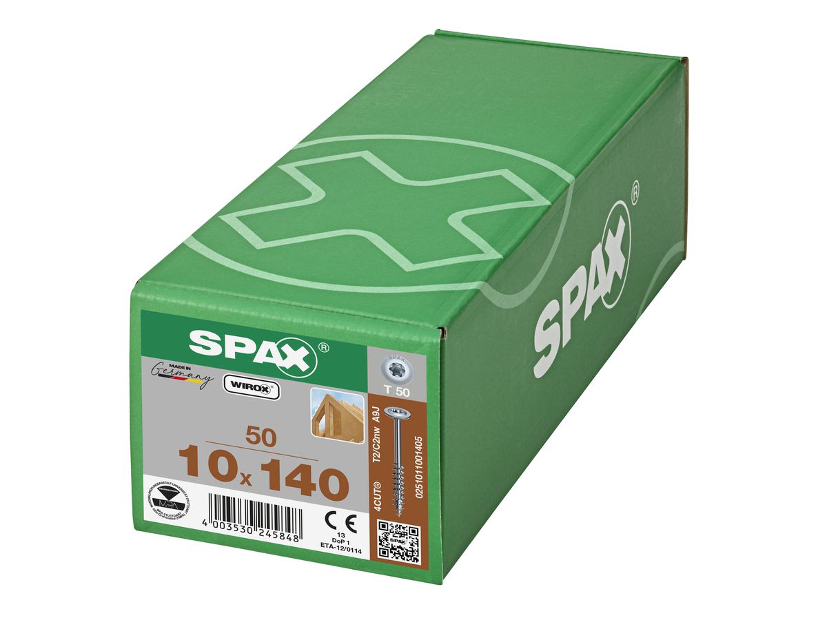 SPAX Tellerkopf T-STAR+ T50 Teilgew. 4CUT WIROX 50St, 10x140mm