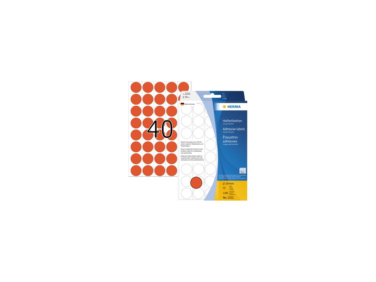 HERMA Markierungspunkt 2252 19mm Papier rot 1.280 St./Pack.