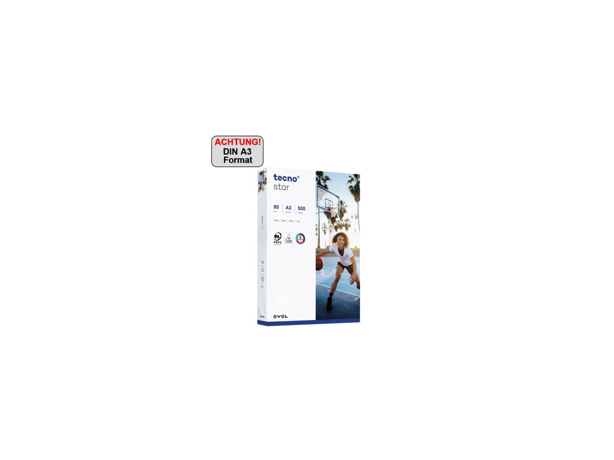 inapa tecno Kopierpapier Star 2100011528 A3 500 Bl./Pack.