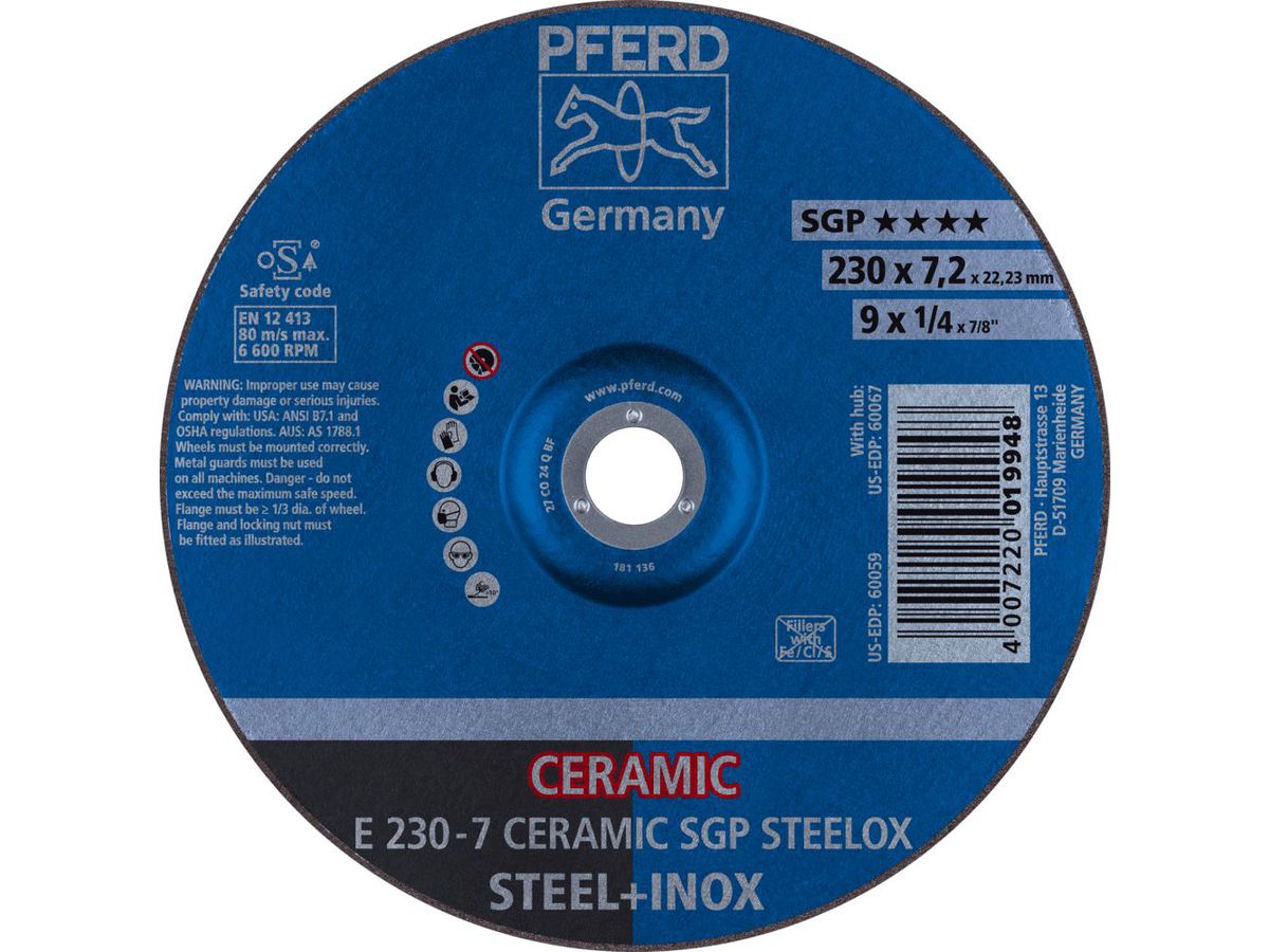 PFERD Schruppscheibe CO24QSG 230 x 7,2 mm, gekröpft