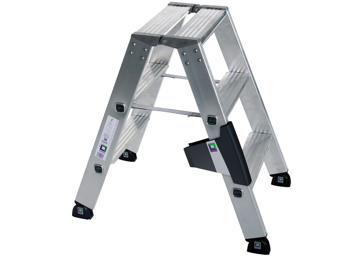 MUNK Aluminium-Stufen-Stehleiter Beidseitig 2x3 Stufen 40206