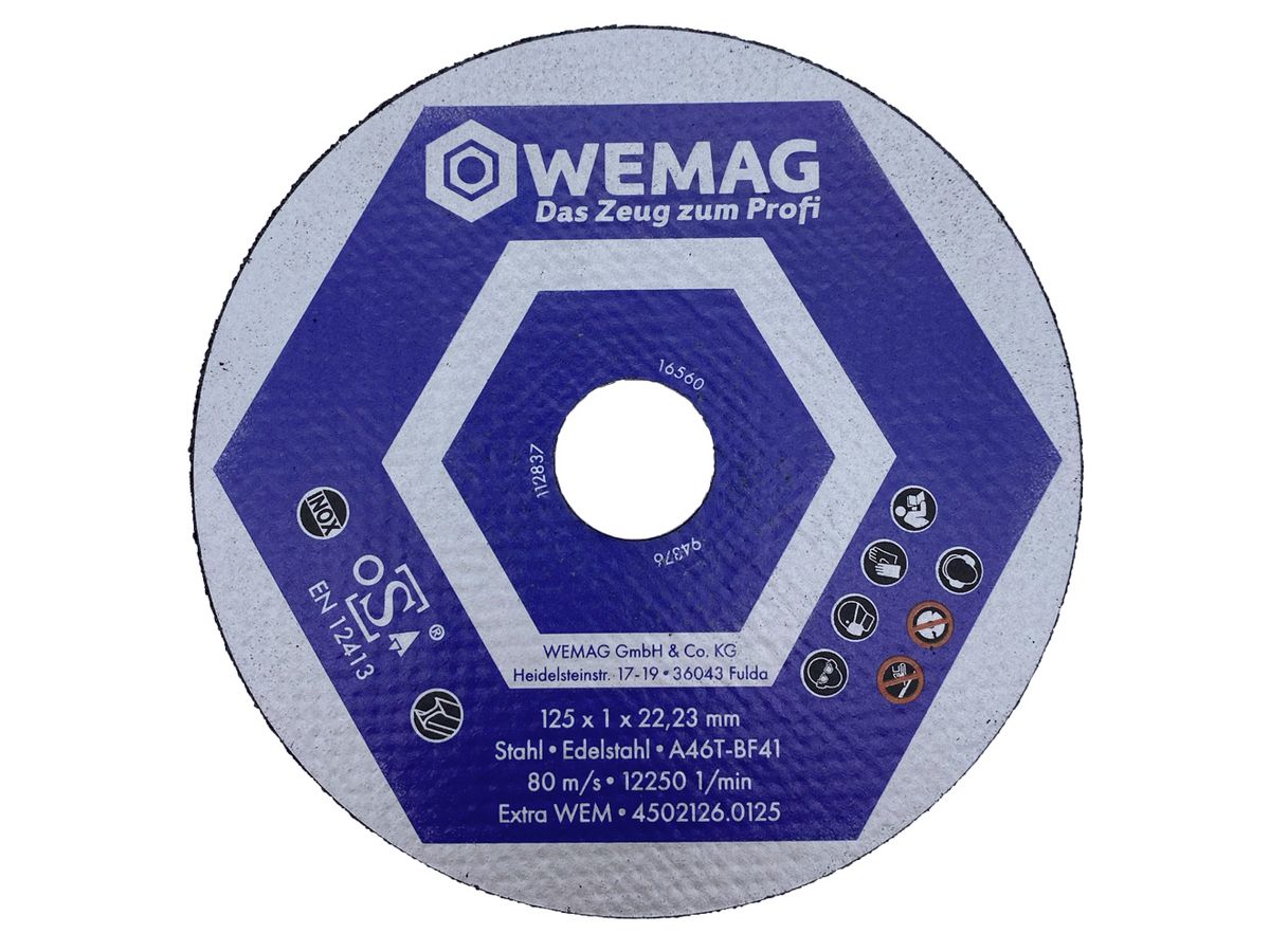 WEMAG cutting disc 125 x 1 x 22,23 mm A 60 EXTRA for steel/inox