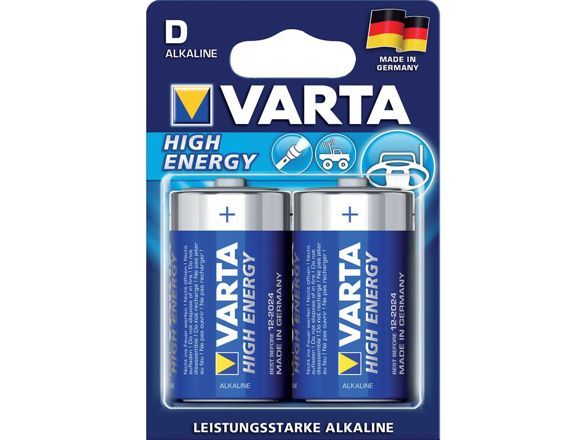 VARTA Batterie, D K2/Mono Bli-Verp. 2 Stk., Alkali-Mangan-Qualität