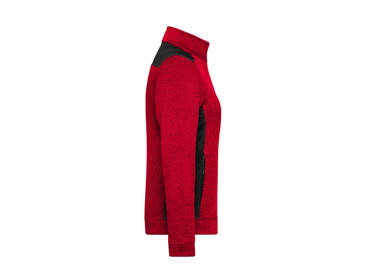 JN Strickfleece Jacke red-melange/black 100% Polyester 280g/m JN 861 Gr. XS