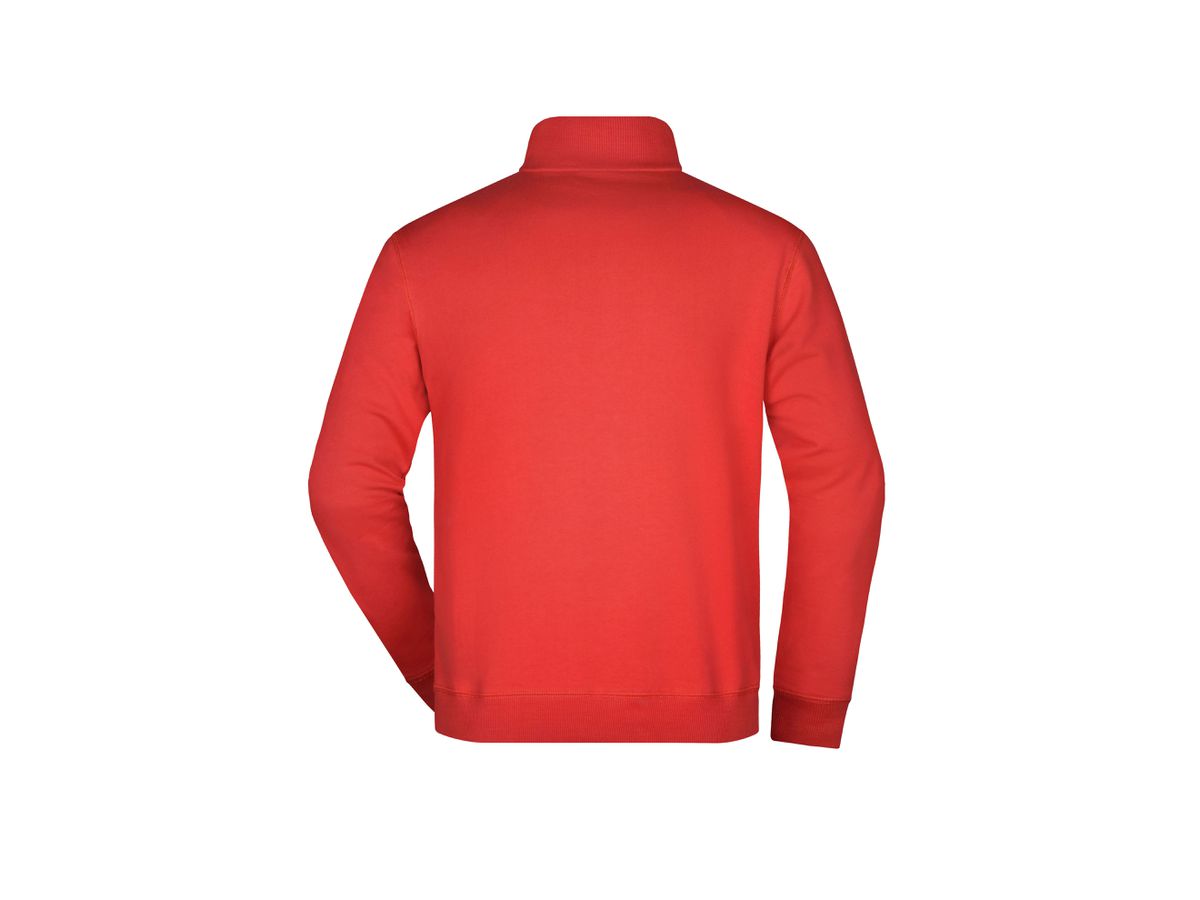 JN Round-Neck Zip JN352 100%BW, red, Größe 3XL