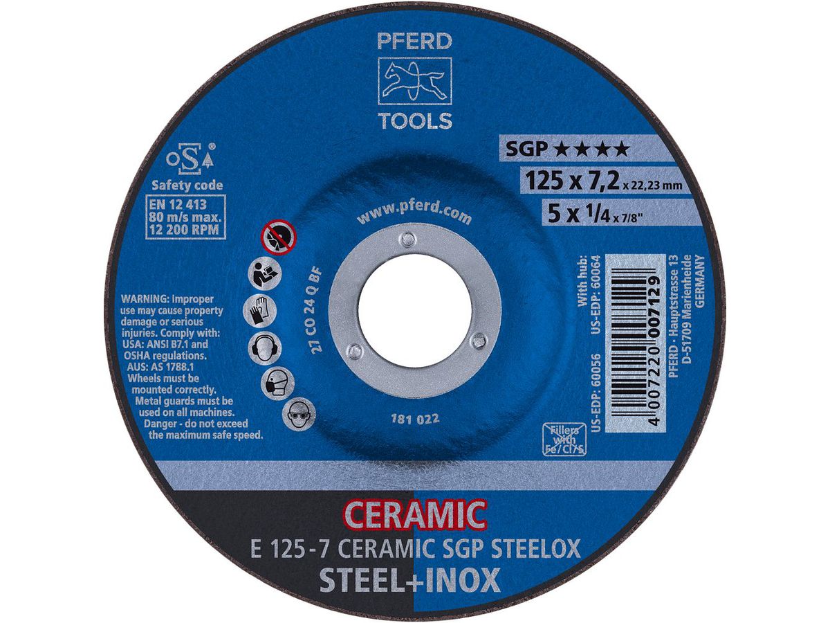 PFERD Schruppscheibe CO24QSG 125 x 7,2 mm, gekröpft